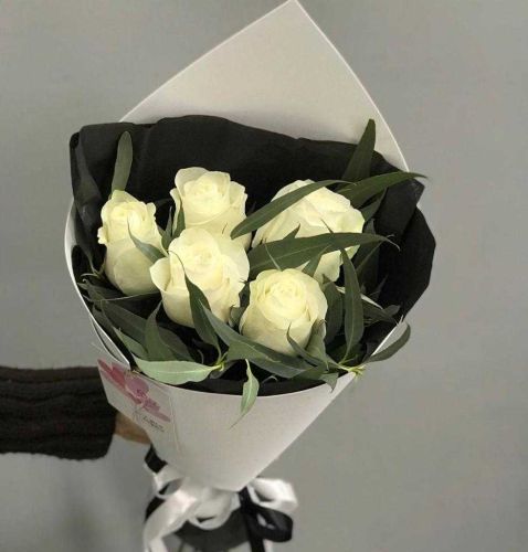 Белые розы, 5 шт